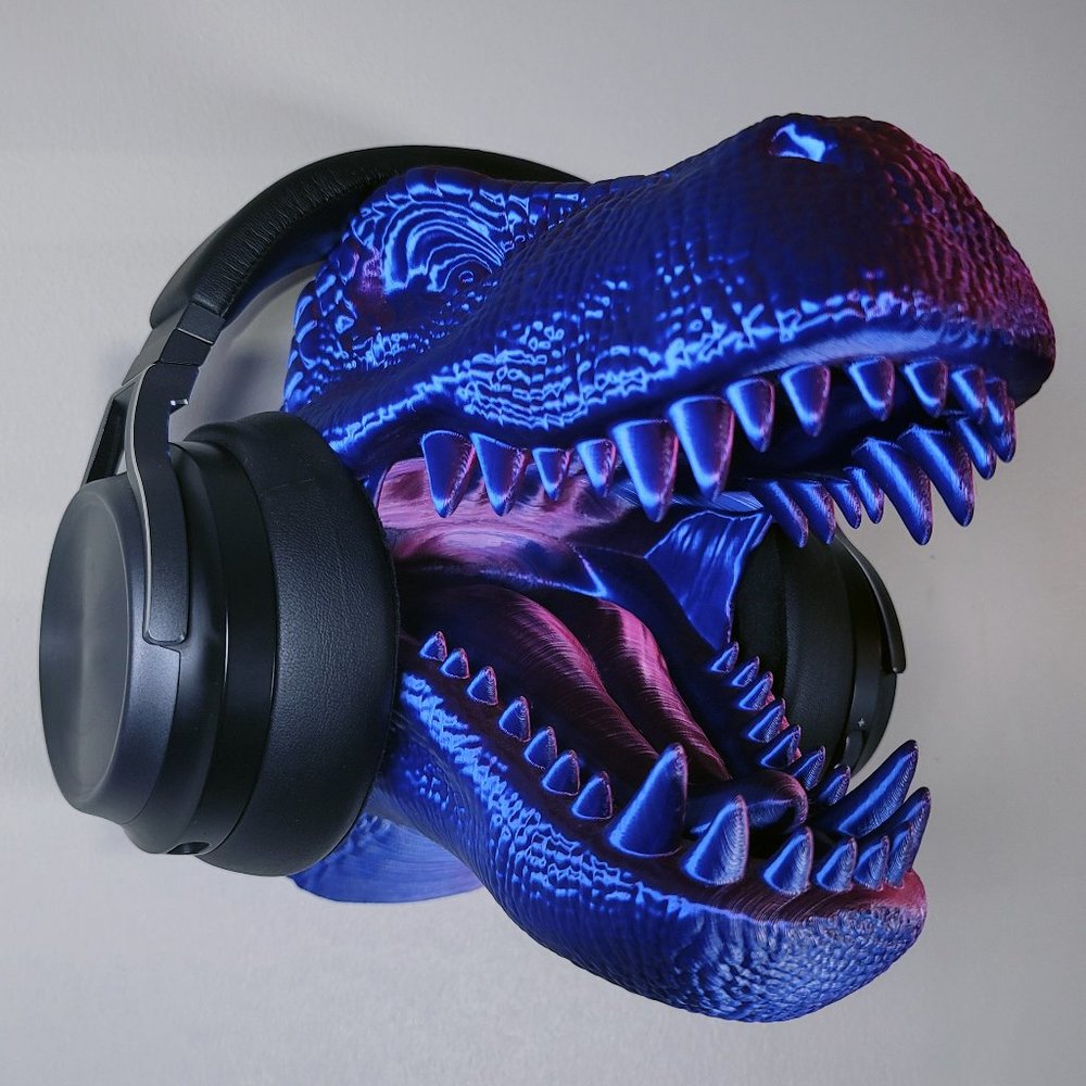 T-Rex Head Wall Art | Dinosaur Decor | Headphones Holder | 3D Printed